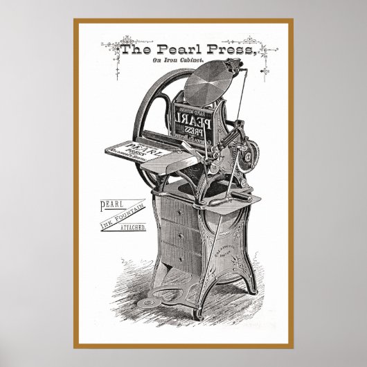 Vintages Pearl-Letterpress-Werbeplakat Poster (Vorne)