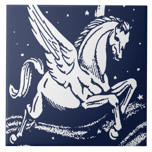 Vintages Pegasus Winged Horse Fliese (Vorderseite)