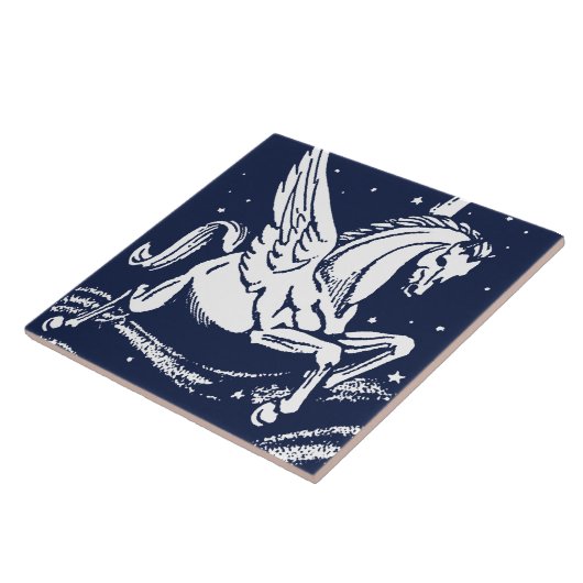Vintages Pegasus Winged Horse Fliese (Seite)