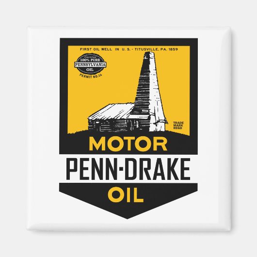 Vintages Penn Drake Motorenölzeichen Magnet (Vorne)