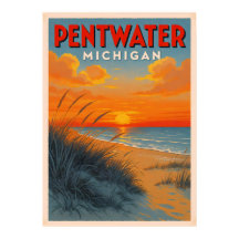 Vintages Pentwater Sunset Poster