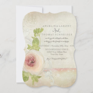 Vintages Peony Blossom Blume Parco Tassino Einladung