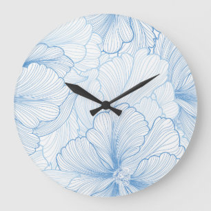 Vintages Peony: Blumenmuster - nahtloses Muster Große Wanduhr