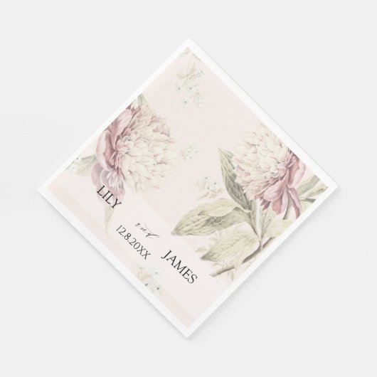 Vintages Peony Botanic Kunst Serviette (Ecke)