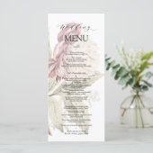 Vintages Peony Botanical Art Wedding Menükarte (Stehend Vorderseite)