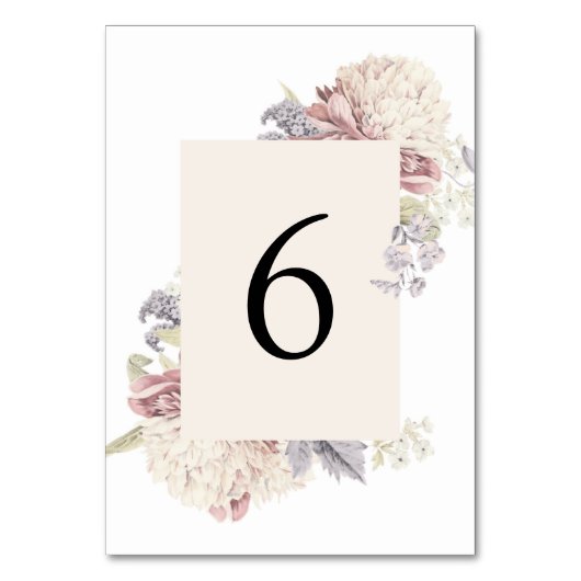 Vintages Peony Botanical Art Wedding Tischnummer (Vorderseite)