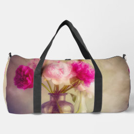 Vintages Peony Bouquet in Glass Vases Duffle Bag