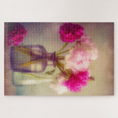 Vintages Peony Bouquet in Glass Vases Puzzle (Horizontal)