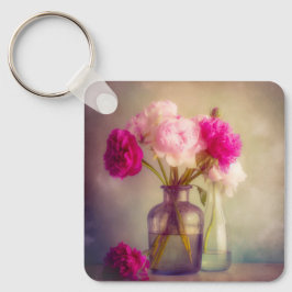 Vintages Peony Bouquet in Glass Vases Schlüsselanhänger