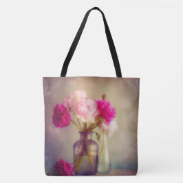 Vintages Peony Bouquet in Glass Vases Tasche