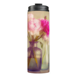 Vintages Peony Bouquet in Glass Vases Thermosbecher
