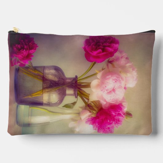 Vintages Peony Bouquet in Glass Vases Zubehörtasche (Vorderseite)