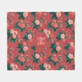 Vintages Peony Pattern - Maroon Hintergrund Fleecedecke (Vorderseite (Horizontal))