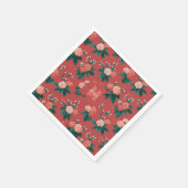 Vintages Peony Pattern - Maroon Hintergrund Serviette (Ecke)