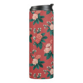 Vintages Peony Pattern - Maroon Hintergrund Thermosbecher (Nach links gedreht)