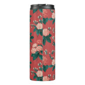 Vintages Peony Pattern - Maroon Hintergrund Thermosbecher (Rückseite)