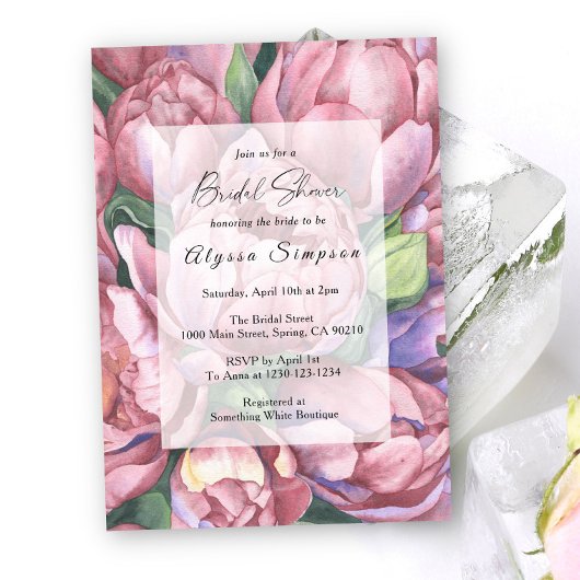 Vintages Peony Rose BlumenBrautparty Einladung