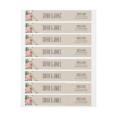 Vintages Peony Wedding Couple Taupe Adressetikett (Bogen)