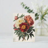 Vintages Peony: Zeitlose Blumendekoration Postkarte (Stehend Vorderseite)
