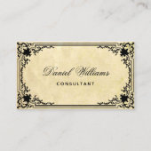 Vintages Pergament Altes Papier Eleganter Script Q Visitenkarte (Vorderseite)