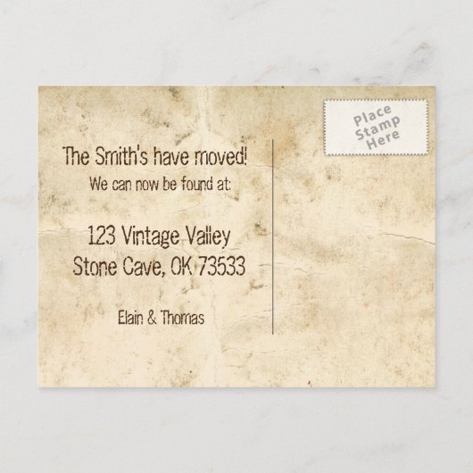 Vintages Pergament Antike Schlüsseländerung Ankündigungspostkarte (Rückseite)