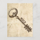 Vintages Pergament Antike Schlüsseländerung Ankündigungspostkarte (Vorderseite)