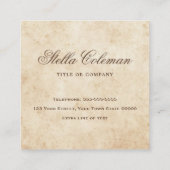 Vintages Pergament antikes Altpapier rustikal Quadratische Visitenkarte (Rückseite)