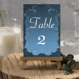 Vintages Pergament Aquamarin Hochzeit Tischnummer