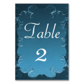 Vintages Pergament Aquamarin Hochzeit Tischnummer (Rückseite)