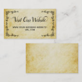 Vintages Pergament Besuch unserer Hochzeitswebsite Begleitkarte (Vorne/Hinten)