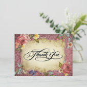 Vintages Pergament Druck Vielen Dank Einladung (Stehend Vorderseite)