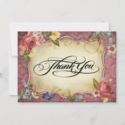 Vintages Pergament Druck Vielen Dank Einladung (Vorderseite)