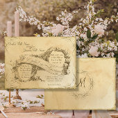 Vintages Pergament Elegantes Script Hochzeit Einladung