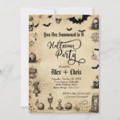 Vintages Pergament Erwachsenes Gotisches Halloween Einladung (Vorderseite)