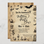 Vintages Pergament Erwachsenes Gotisches Halloween Einladung (Vorne/Hinten)