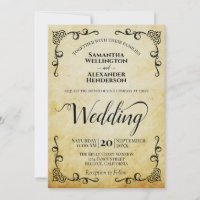 Vintages Pergament Hochzeit in Calligrafie