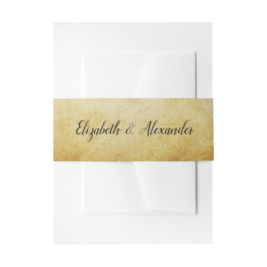 Vintages Pergament Hochzeit in Calligrafie Einladungsbanderole (Vorderseite Beispiel)