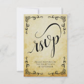 Vintages Pergament Hochzeit in Calligrafie RSVP Karte (Vorderseite)