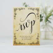 Vintages Pergament Hochzeit in Calligrafie RSVP Karte (Stehend Vorderseite)