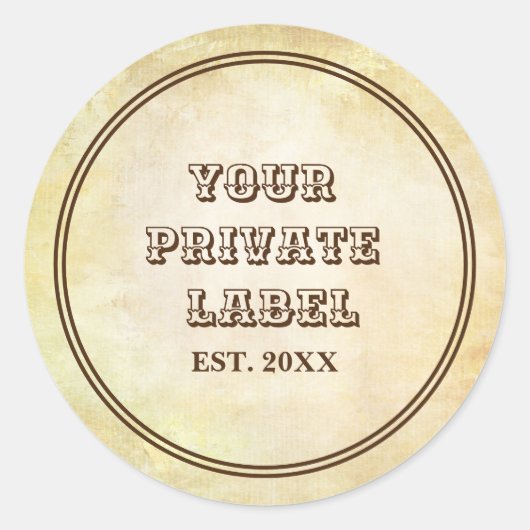 Vintages Pergament - Ihr privates Etikett Runder Aufkleber (Vorderseite)
