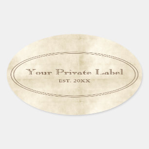 Vintages Pergament - Ihr privates Label Oval Ovaler Aufkleber