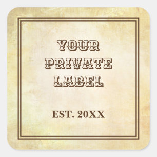 Vintages Pergament - Ihr privates Label Quadratischer Aufkleber