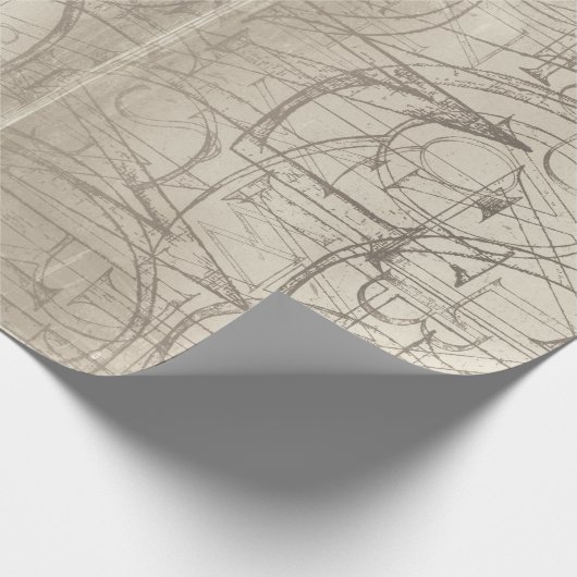 Vintages Pergament mit gedruckten Buchstaben Geschenkpapier (Ecke)