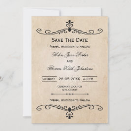 Vintages Pergament Save the Date Hochzeitskarte