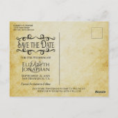 Vintages Pergament Verziert Hochzeit speichern Sie Postkarte (Rückseite)