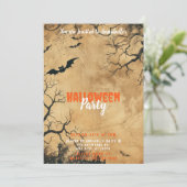 Vintages Pergamentpapier Fledermäuse Beängstigende Einladung (Stehend Vorderseite)