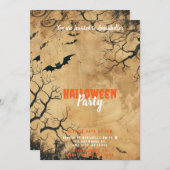 Vintages Pergamentpapier Fledermäuse Beängstigende Einladung (Vorne/Hinten)