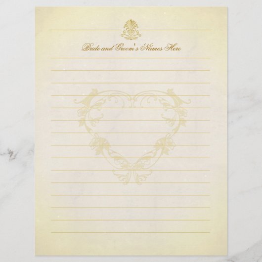 Vintages Pergamentpapier Hochzeitstornenseiten (Vorderseite)