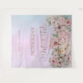 Vintages Periwinkle Pink Peony Background Wandteppich (Vorderseite (Horizontal))