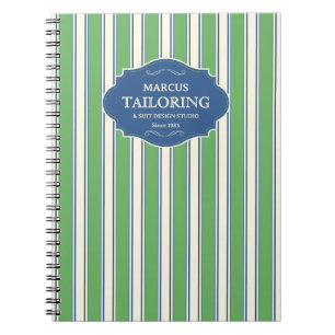 Vintages Personalisiertes Green und Blue Strip Log Notizblock